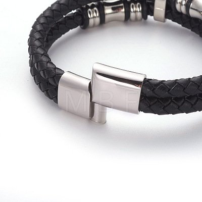 Retro Braided Leather Cord Bracelets BJEW-L642-39-1