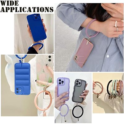 8Pcs 4 Colors Silicone Loop Phone Lanyard KEYC-CA0001-24-1