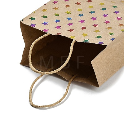 Rainbow Color Stamping Kraft Paper Gift Tote Bags ABAG-K005-01A-1