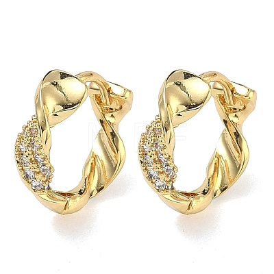 Brass Micro Pave Clear Cubic Zirconia Hoop Earrings EJEW-C182-05A-G-1