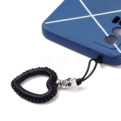 Heart Braided Nylon Cord Mobile Accessories HJEW-JM00607-03-1