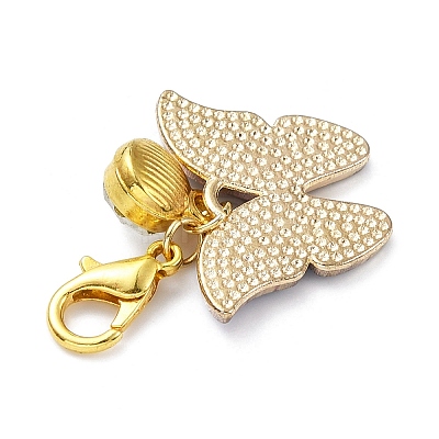 Butterfly Alloy Enamel & Glass Rhinestone Pendant Decorations HJEW-JM01372-1