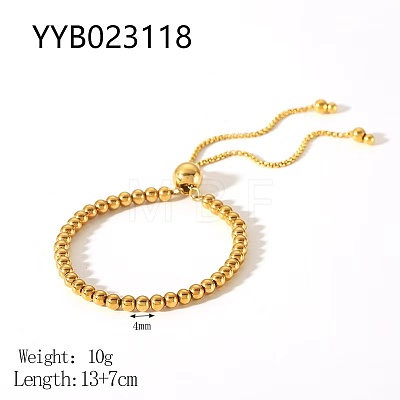 Adjustable Stainless Steel Round Beads Slider Bracelets NC9916-1-1