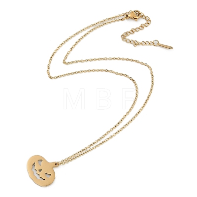 Halloween Series 202 Stainless Steel Cable Chain Pumpkin Pendant Necklaces LS-NJEW-S005-01G-B-1