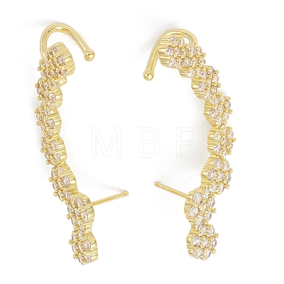 Rack Plating Brass Cubic Zirconia Stud Earrings EJEW-K245-05G-1