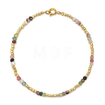 Natural Tourmaline & Glass Seed Bead Beaded Bracelets for Women GO0506-4-1