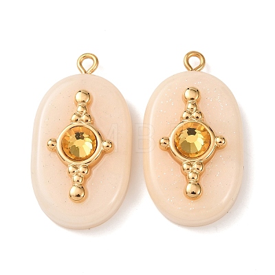 304 Stainless Steel Resin Pendants STAS-F352-01G-02-1