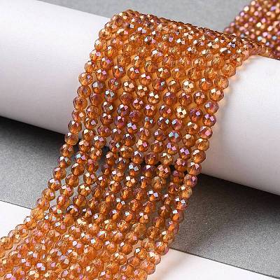 Electroplate Transparent Glass Beads Strands GLAA-H021-01B-FR02-1