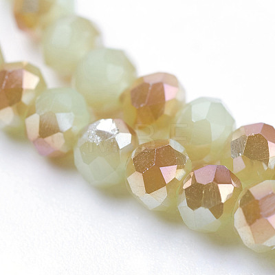 Imitation Jade Half Plated Faceted Rondelle Electroplate Glass Bead Strands X-EGLA-D020-3x2mm-58-1