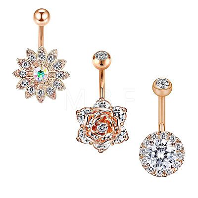 3Pcs 304 Stainless Steel Belly Rings WGAC86E-01-1