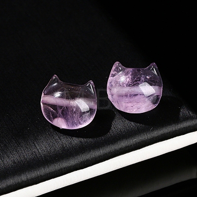 Natural Amethyst Faceless Cat Head Beads PW-WGB8F95-01-1