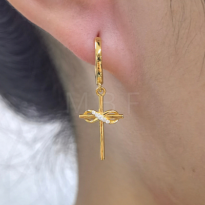 925 Sterling Silver Cross Hoop Earrings JF2136-1-1