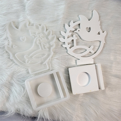 Food Grade Bird Decoration Candlestick Silicone Molds PW-WG226C2-01-1