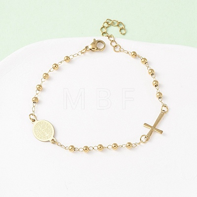 Religion 304 Stainless Steel Link Bracelets BJEW-F524-05A-G-1