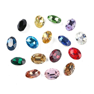 Glass Pointed Back Rhinestone Cabochons RGLA-A010-10x14mm-M-1