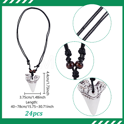 24Pcs Resin Tooth Shape Pendant Necklaces NJEW-GA0001-19-1