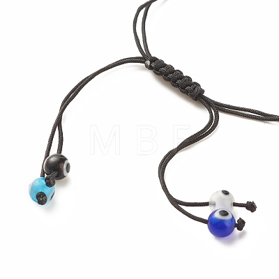 2Pcs 2 Color Acrylic & Alloy Shell Braided Bead Bracelets Set with Lampwork Evil Eye BJEW-JB08131-1