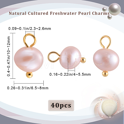 40Pcs 2 Styles Natural Cultured Freshwater Pearl Oval Charms FIND-BBC0002-57-1