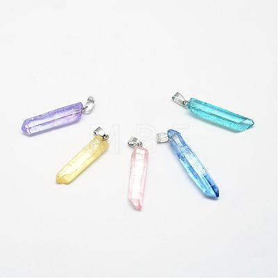 Natural Quartz Crystal Pointed Pendants G-T010-07-1