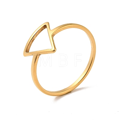 Ion Plating(IP) 201 Stainless Steel Triangle Finger Ring for Women X-RJEW-G266-05G-1