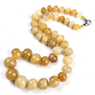 Natural Topaz Jade Rondelle Graduated Beaded Necklaces for Women Men NJEW-K388-02L-1