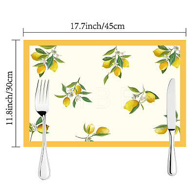 Rectangle with Lemon Pattern Cotton Linen Cloth Table Mat AJEW-WH0196-001-1