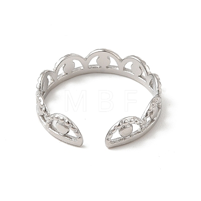 Non-Tarnish 304 Stainless Steel Crown Open Cuff Ring for Women LS-RJEW-E066-08P-1