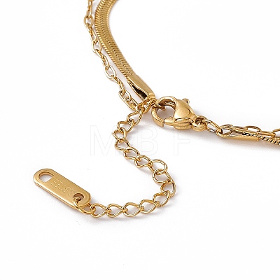 Imitation Pearl Beaded & Herringbone Chains Double Layer Necklace NJEW-P269-16G-1
