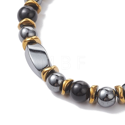 Natural Eyeless Obsidian & Synthetic Non-Magnetic Hematite Beaded Bracelets for Women BJEW-JB12941-02-1