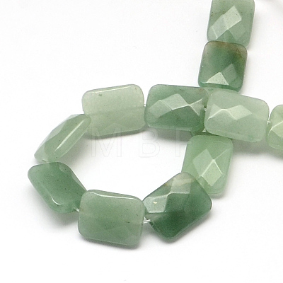 Faceted Rectangle Green Aventurine Beads Strands X-G-R304-12-1