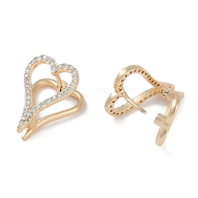 Clear Cubic Zirconia Heart Hoop Earrings EJEW-L292-003G-1