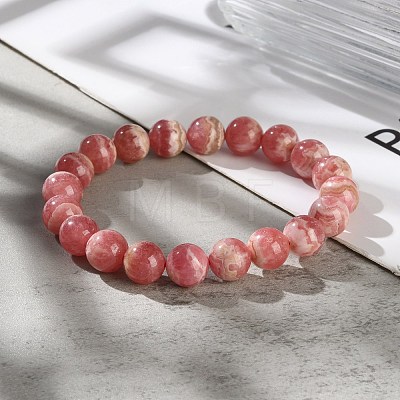 Natural Argentina Rhodochrosite Beaded Stretch Bracelets BJEW-L700-01C-1