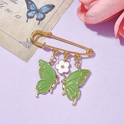 Butterfly & Flower Charm Alloy Enamel Brooches for Women JEWB-BR00144-03-1
