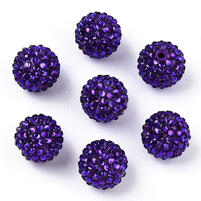 Resin Rhinestone Bubblegum Ball Beads RESI-S260-20mm-S14-1