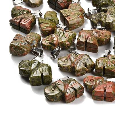 Natural Unakite Pendants G-B127-05P-12-1