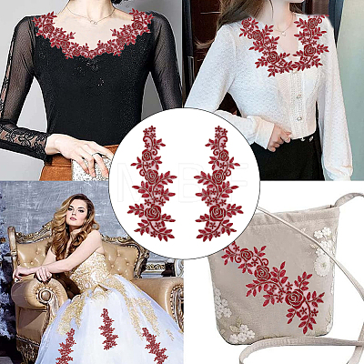 Flower Polyester Embroidery Lace Appliques DIY-WH20011-03E-1