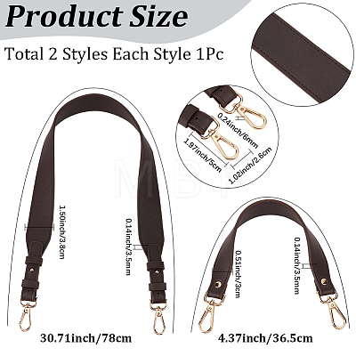 2Pcs 2 Styles PU Leather Bag Handles DIY-CL0002-67B-1