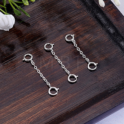 3Pcs Sterling Silver Chain Extender STER-BBC0009-70B-1