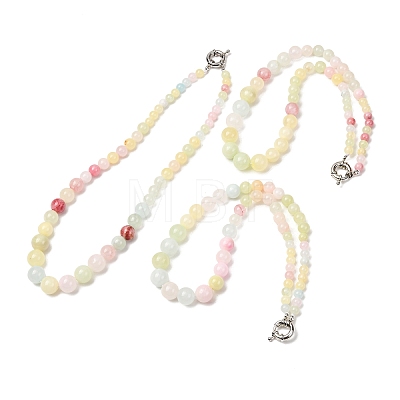 Dyed Round Natural Green Jade Graduated Beaded Necklaces GG-CBAA808-05P-D-1