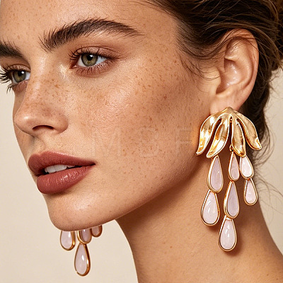 Zinc Alloy & Acrylic Teardrop Stud Earrings WG35E50-01-1