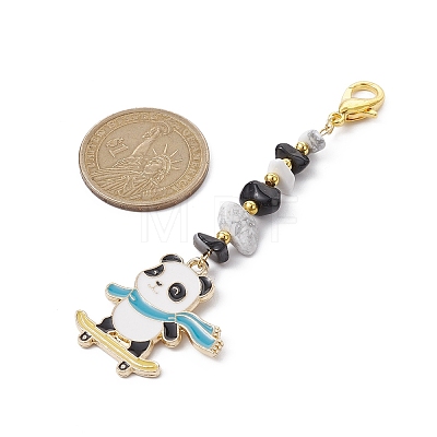 Panda Alloy Enamel Pendant Decorations HJEW-JM01515-1