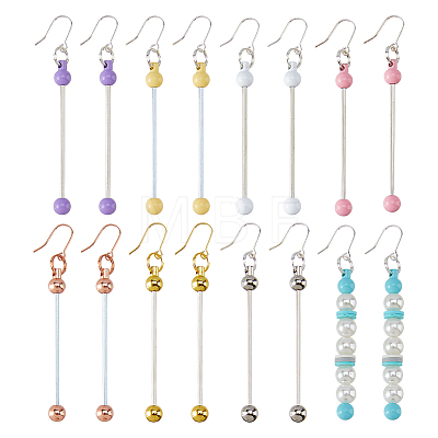 8 Pairs 8 Colors Round Spray Printed Alloy Dangle Earrings EJEW-HS0001-42-1