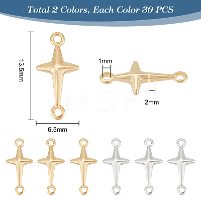   60Pcs 2 Colors Brass Connector Charms KK-PH0005-73-1
