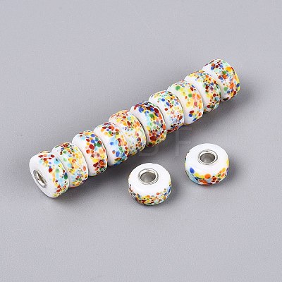 Lampwork & Brass Core European Beads LAMP-Q042-01G-1