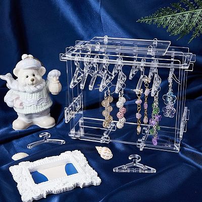 Assembled Transparent Acrylic Earring Display Stands EDIS-WH0021-12-1