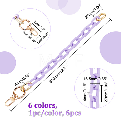 6Pcs 6 Colors Opaque Acrylic Cable Chain Wristlet Straps HJEW-CA0001-33-1