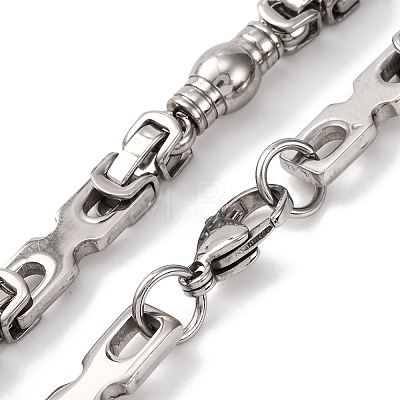 201 Stainless Steel Column & Rectangle Links Chain Necklace NJEW-F222-36P-1