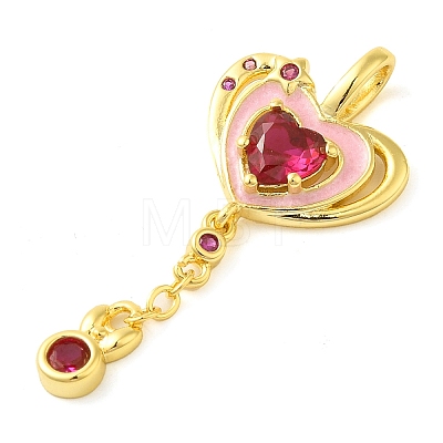 Heart Real 18K Gold Plated Rack Plating Brass Micro Pave Cubic Zirconia Pendants KK-S396-09C-1