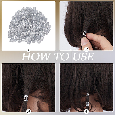 300Pcs Aluminum Dreadlocks Beads Hair Decoration ALUM-PA0001-01S-1