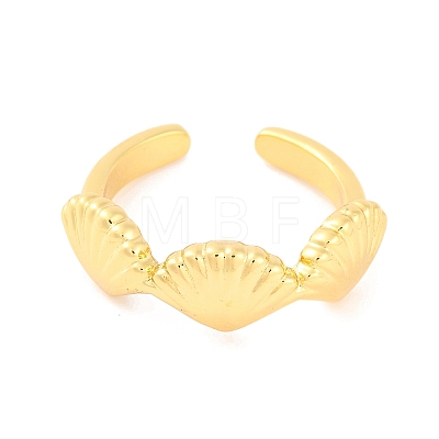 Shell Shape Brass Open Cuff Rings RJEW-U009-07G-1